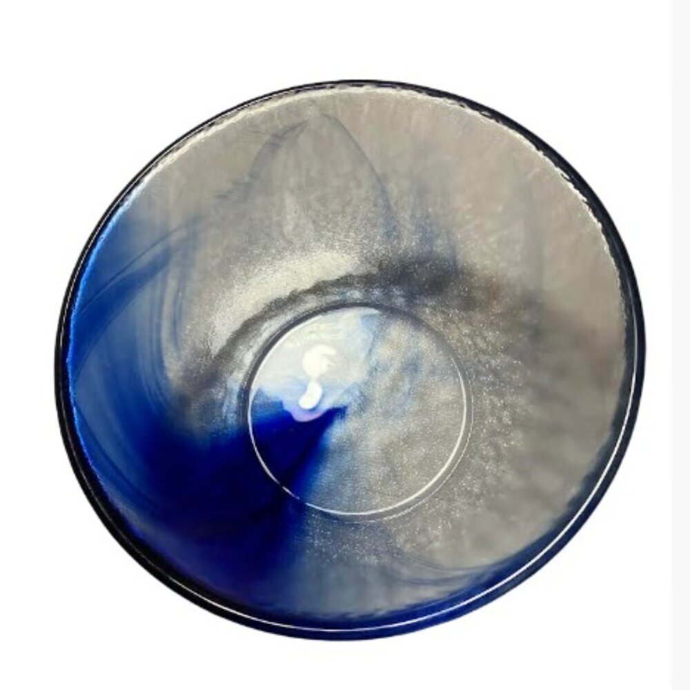 Bormioli Rocco Murano Cobalt Blue Swirl Vintage Art Glass Blue N Clear Glass EUC - Picture 2 of 6